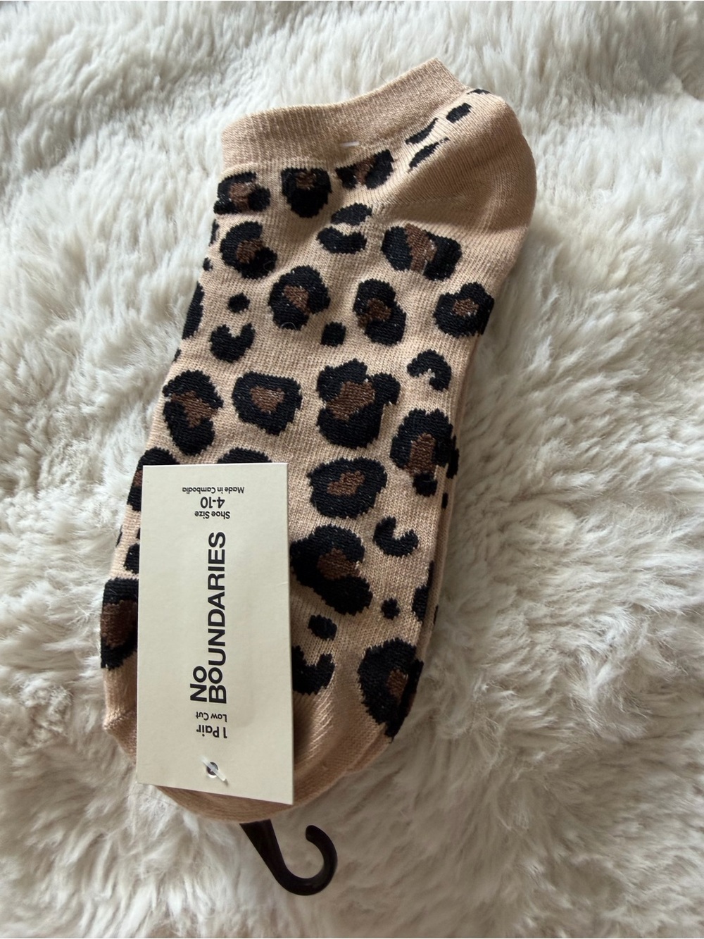 No Boundaries Leopard Print Low Cut Ankle Socks Shoe Size 4-10 NWT